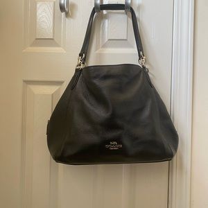 Coach Black Pebble Leather Hallie Bag